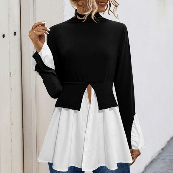 Couture Two Tone Ruffle Hem Sweater - Picture 12 of 16